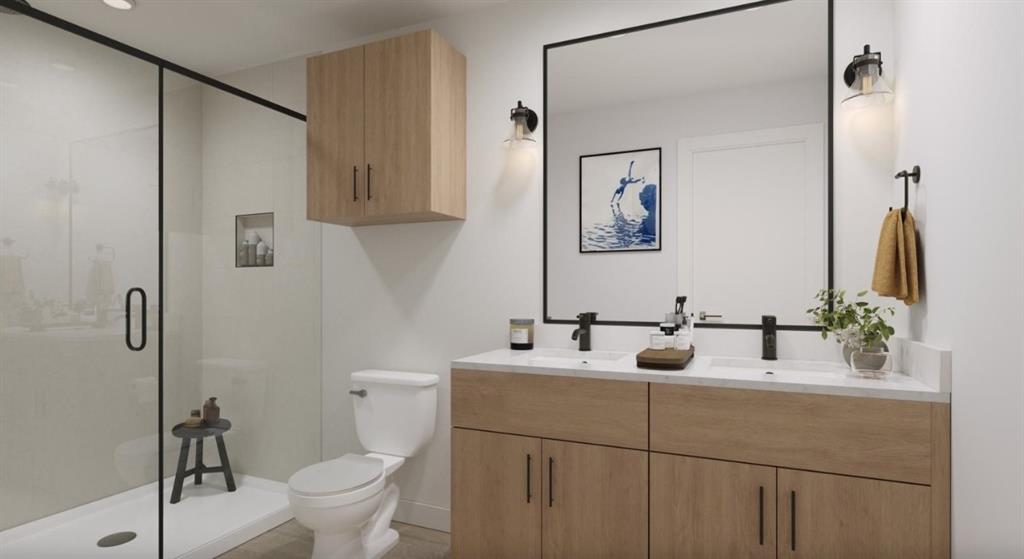 9032 Prairie Path, Unit 3408 Rowlett, TX 75089 - Photo 12 of 28 Full bath featuring a shower stall and double vanity