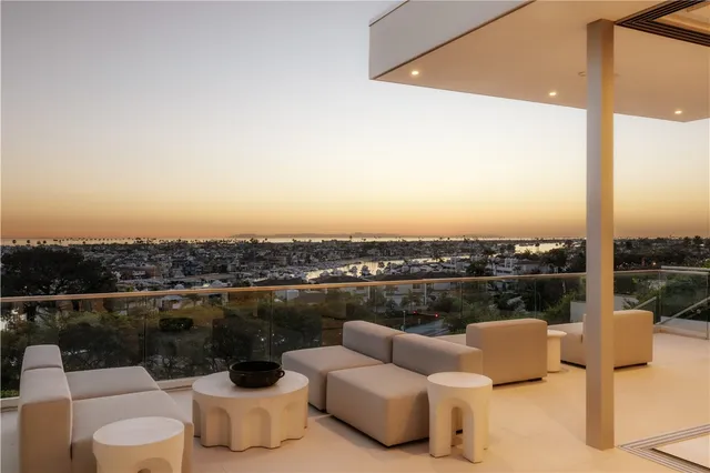 a view of a terrace with couches and potted plants