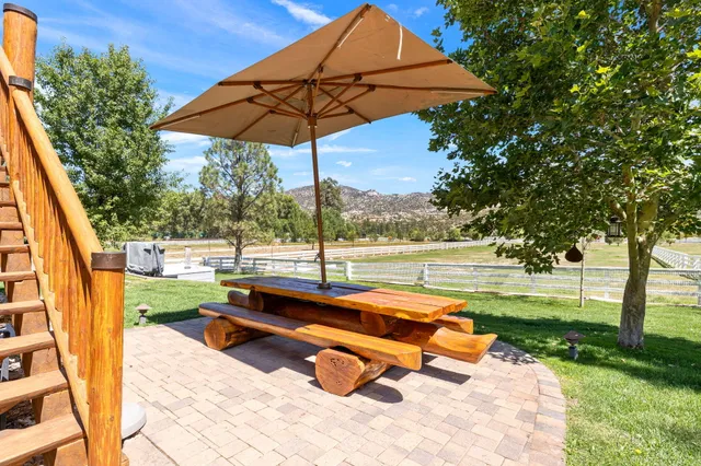 a view of backyard with swimming pool and outdoor
