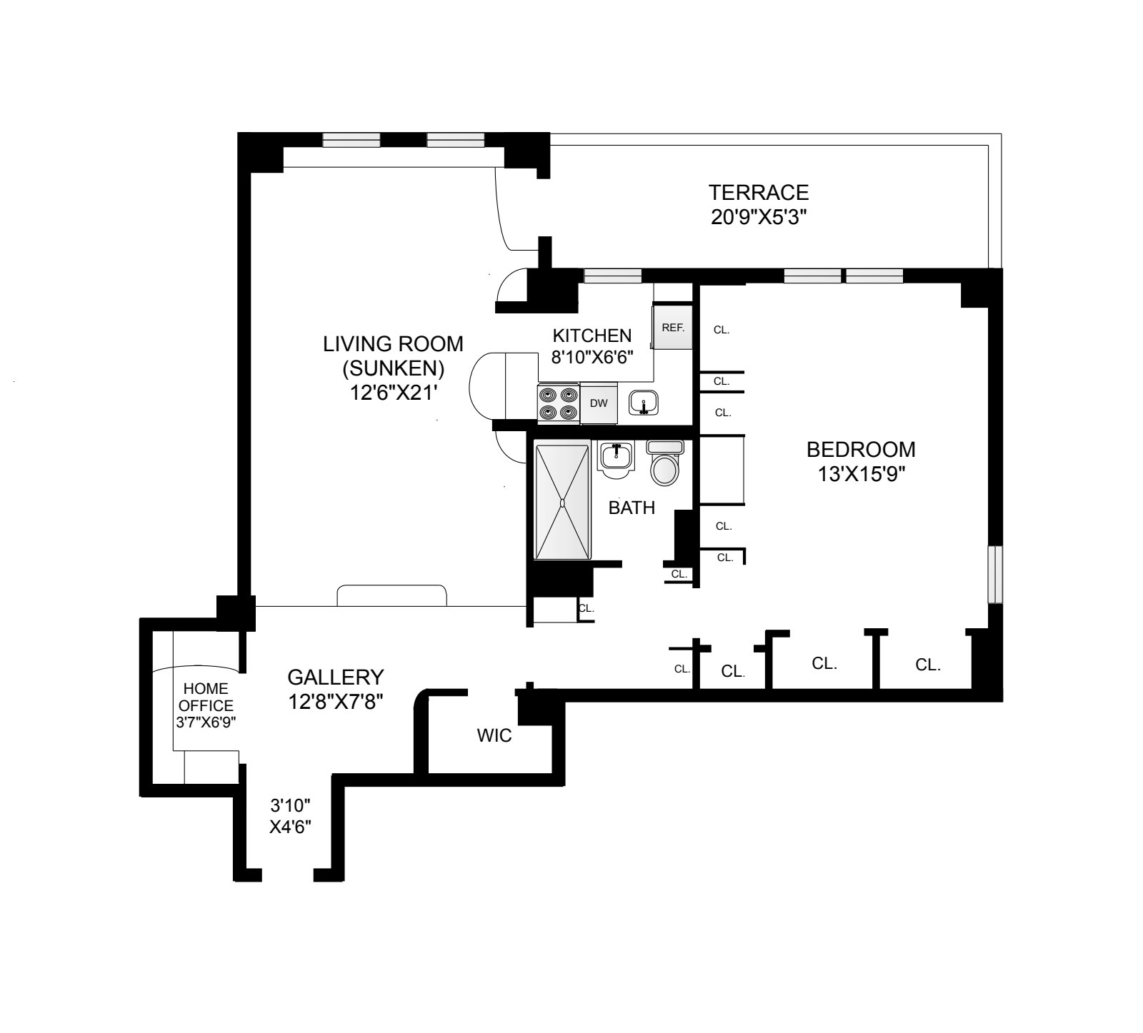 123 East 37th Street, Unit 14C Manhattan, NY 10016 - Photo 14 of 14 a picture of floor plan