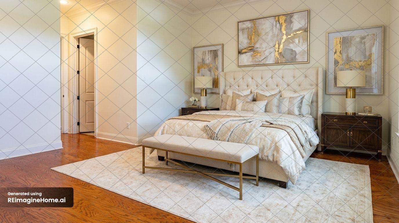 205 Jamerson Farm Road Collierville, TN 38017 - Photo 14 of 36 a bedroom with a bed and wall painting with wooden floor