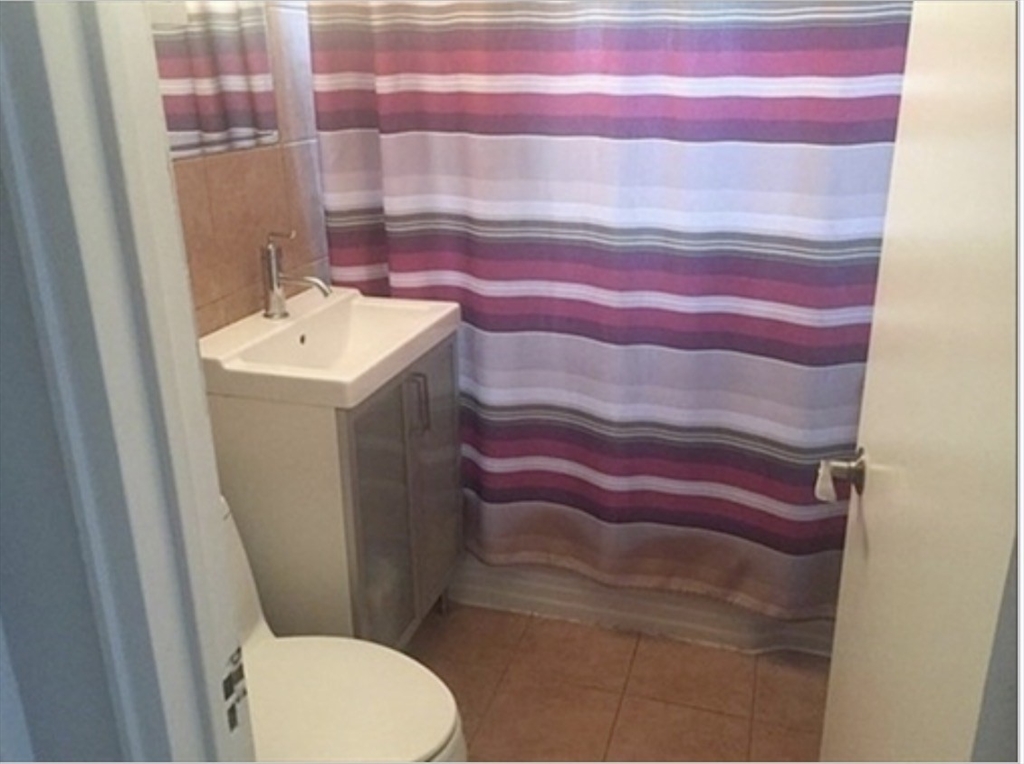 136 Boylston Street, Unit 1 Newton, MA 02467 - Photo 18 of 21 a bathroom with a sink and mirror with toilet