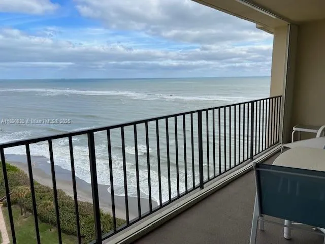 a balcony with outside view