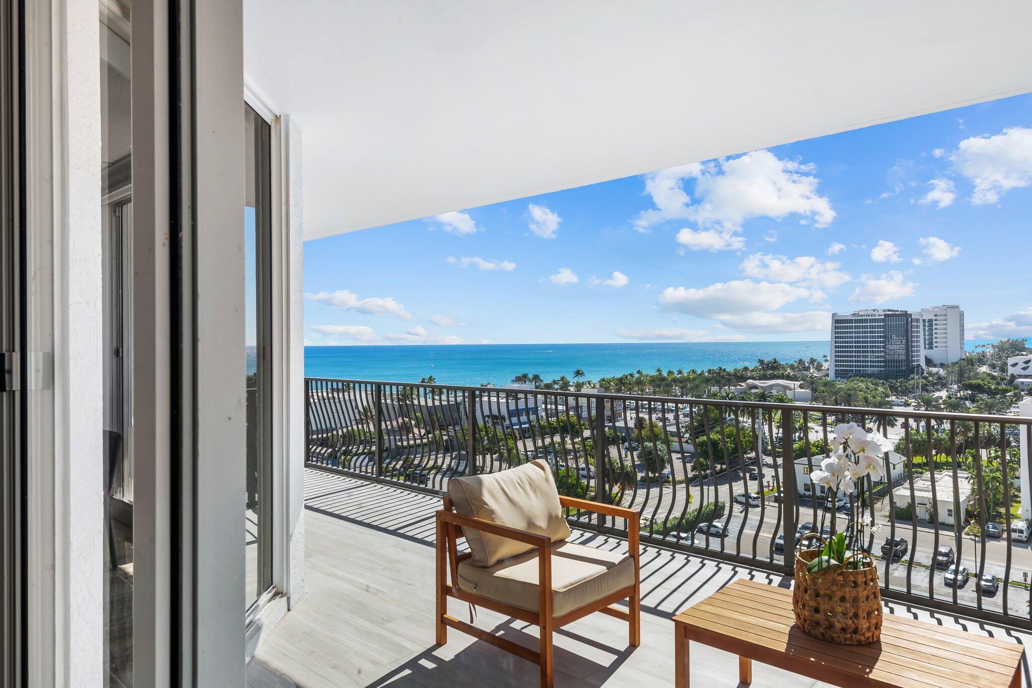 100 South Birch Road, Unit 1004 Fort Lauderdale, FL 33316 - Photo 21 of 39 a view of a balcony with furniture