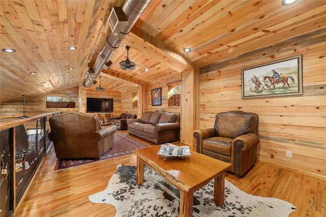 a living room with furniture