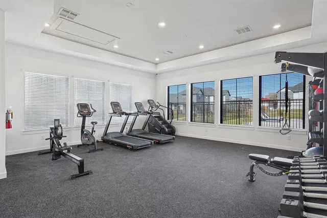a view of a room with gym equipment