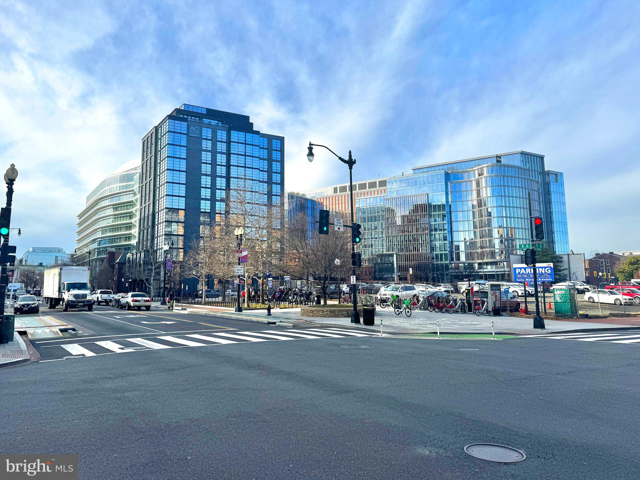 466 K Street Northwest Washington, DC 20001 - Photo 11 of 14 a city street with tall buildings and a night stand