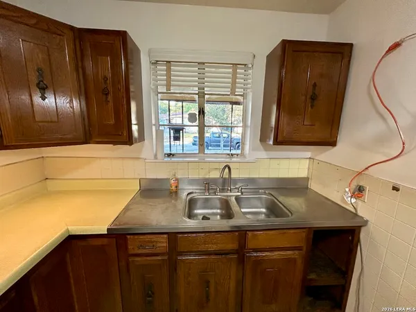 a sink with a window