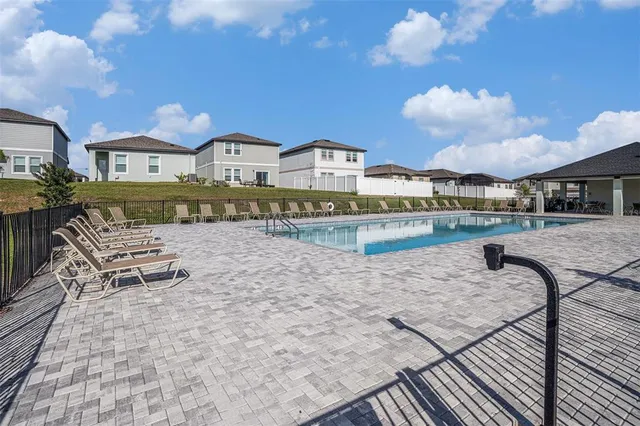 a view of a lake with a terrace