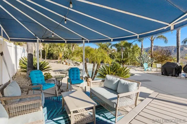 a building outdoor space with patio furniture