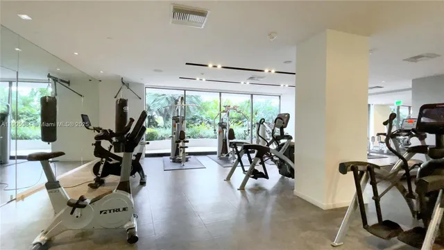 a view of a room with gym equipment