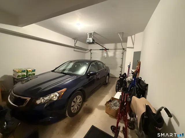 a car parked in a garage