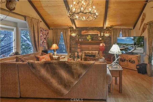 a kitchen with refrigerator and table