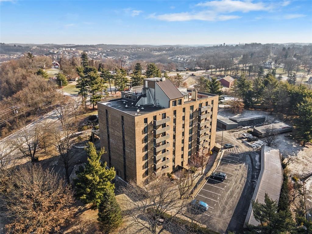 a view of a city with tall buildings