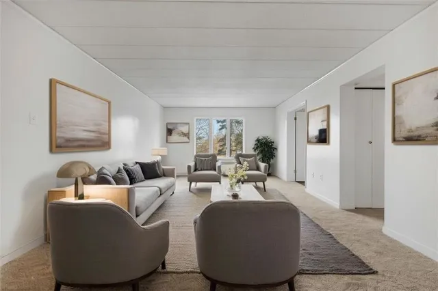 a living room with furniture and a rug