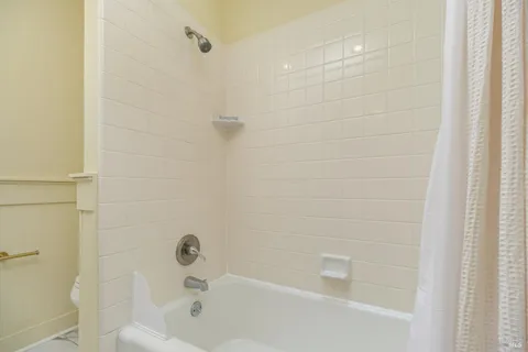 a bathroom with a bathtub