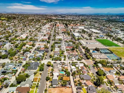 an aerial view of a city