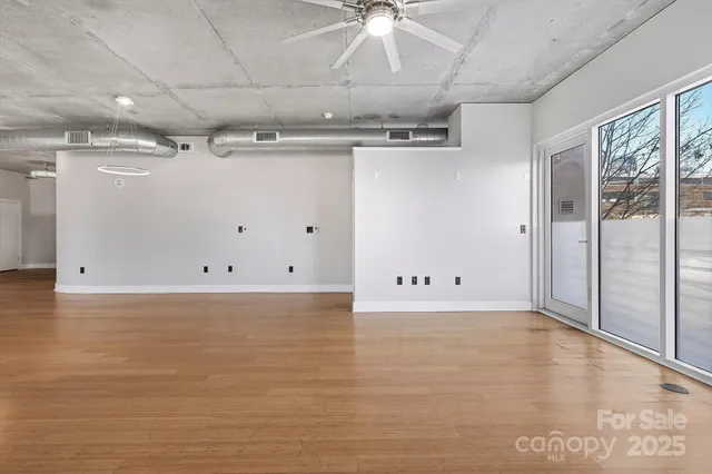 a large hall with wooden floor