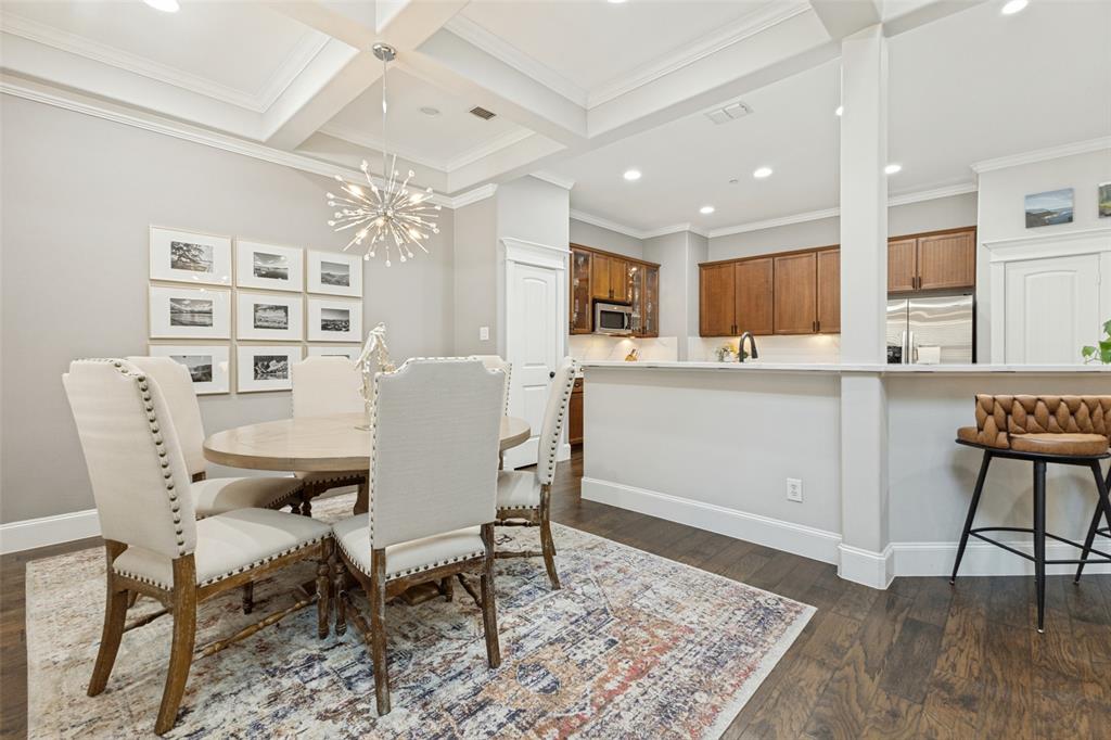 1600 Abrams Road, Unit 27 Dallas, TX 75214 - Photo 1 of 27 Dining Room with Stunning Ceiling Detail open to kitchen