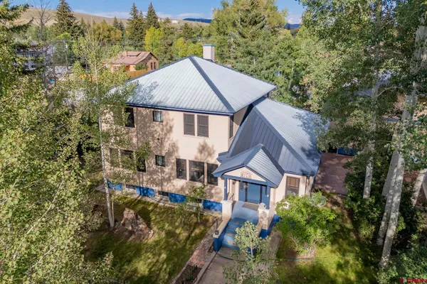 an aerial view of a house