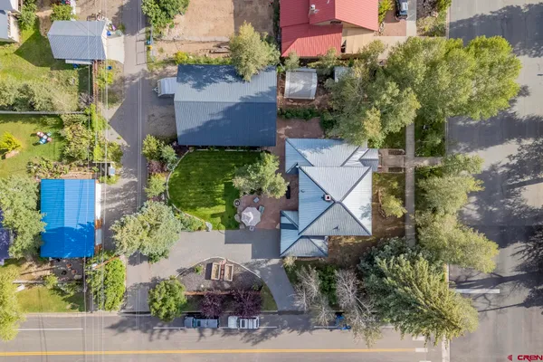 an aerial view of a house