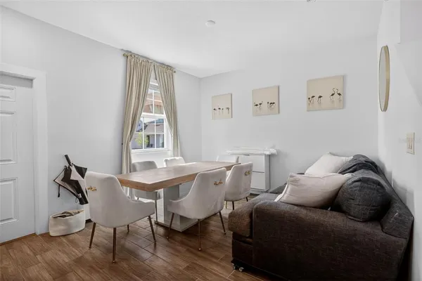 a workspace with furniture and window