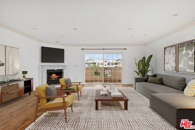 a living room with furniture fireplace and a flat screen tv