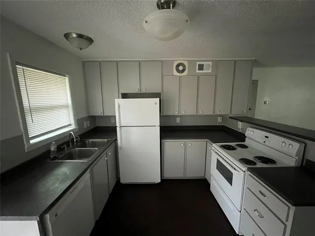 a kitchen with a sink a stove and refrigerator