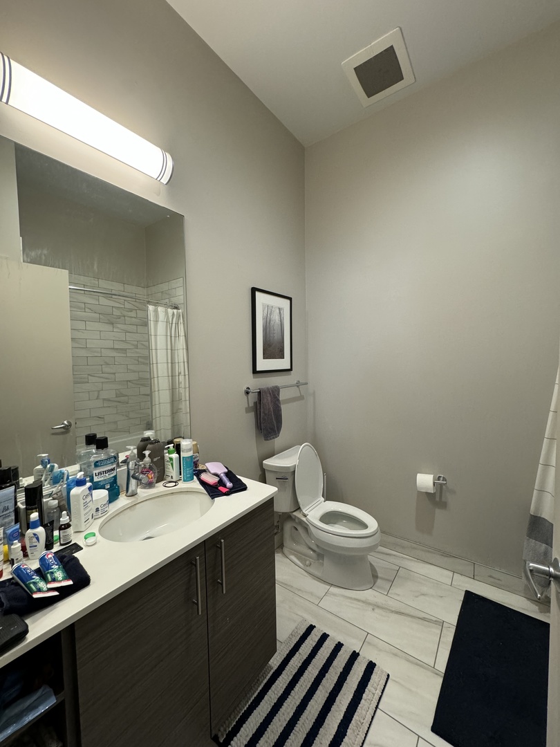 1222 West Madison Street, Unit 227 Chicago, IL 60607 - Photo 7 of 19 a bathroom with a sink mirror and toilet
