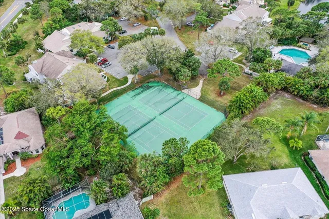 an aerial view of a house