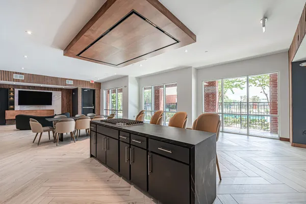a kitchen with granite countertop lots of counter top space
