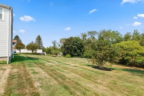a view of a field of grass and trees