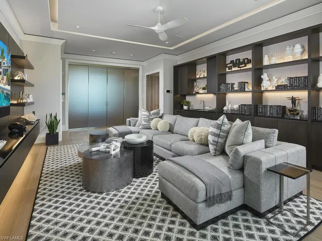 a living room with furniture