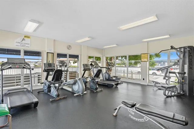 a view of a room with gym equipment