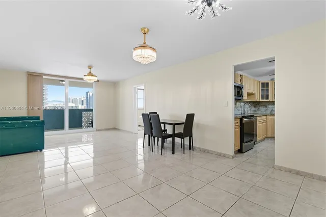 a view of a dining room kitchen and a window