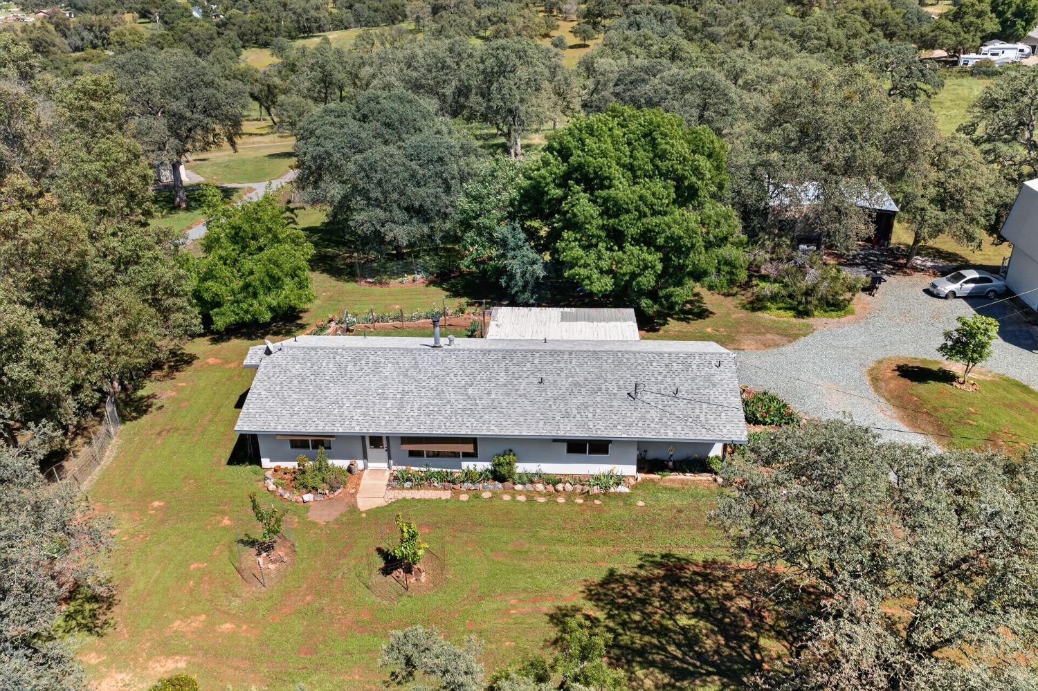 15828 Barney Road Plymouth, CA 95669 - Photo 67 of 71 an aerial view of a house with swimming pool and large trees