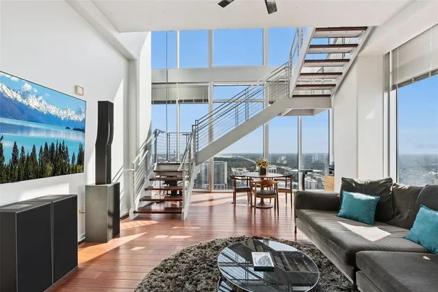 a living room with furniture