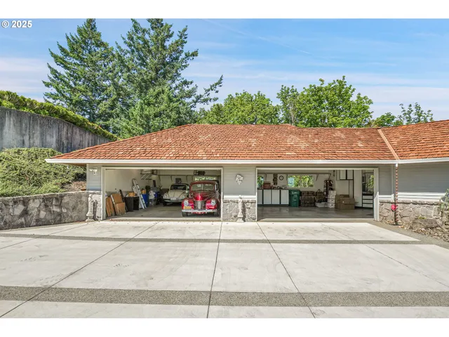 a car and car parked in a garage