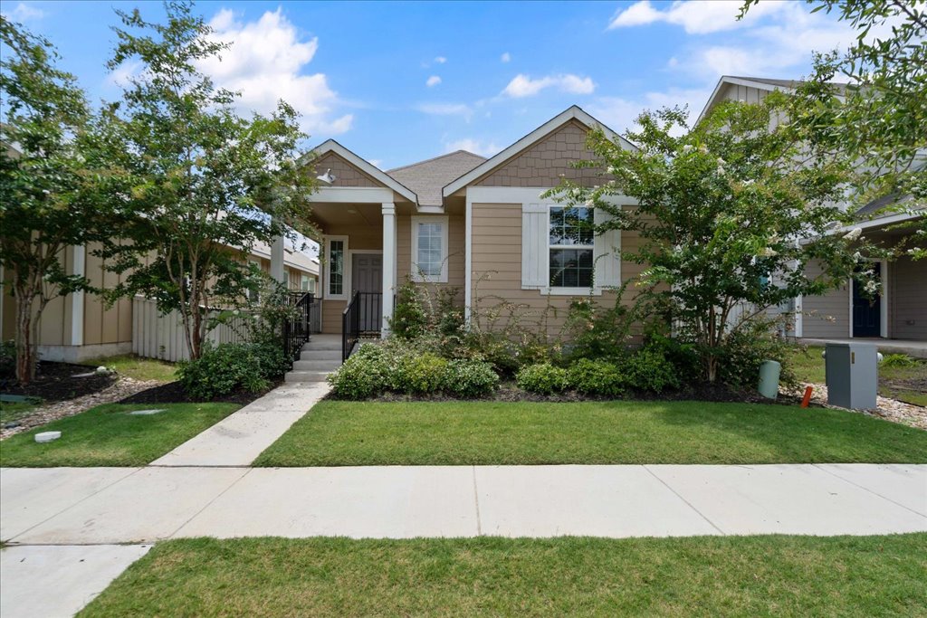 a view of backyard with a garden and plants