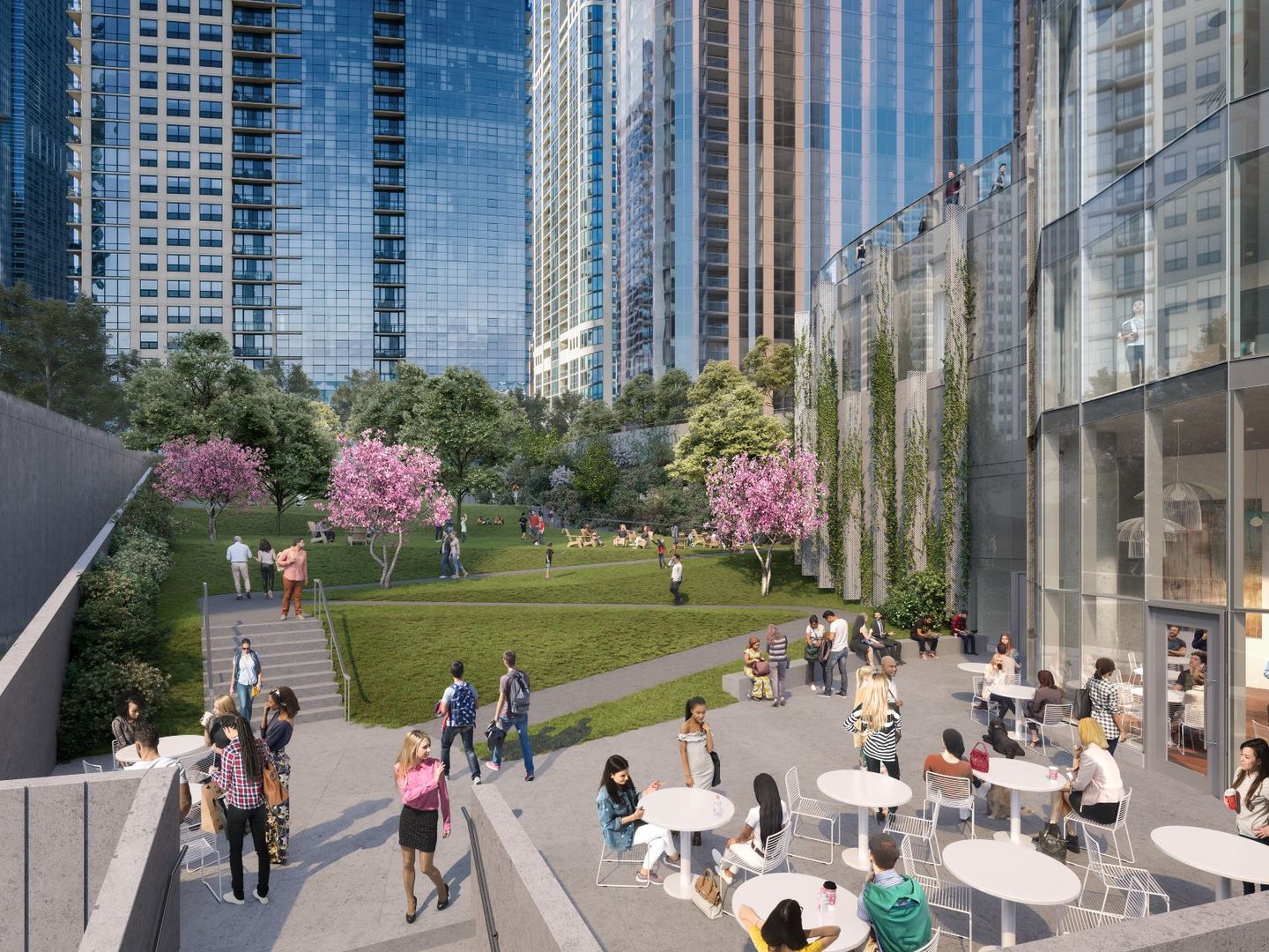211 North Harbor Drive, Unit 2002 Chicago, IL 60601 - Photo 29 of 30 a view of a table and chairs in the patio in front of a house