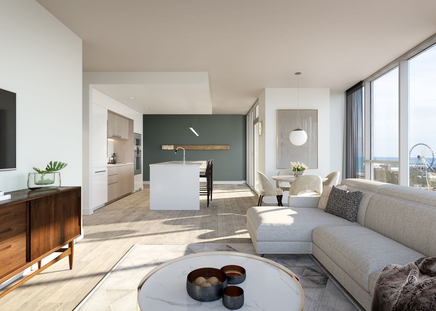 211 North Harbor Drive, Unit 2002 Chicago, IL 60601 - Photo 7 of 30 a living room with furniture and a large window