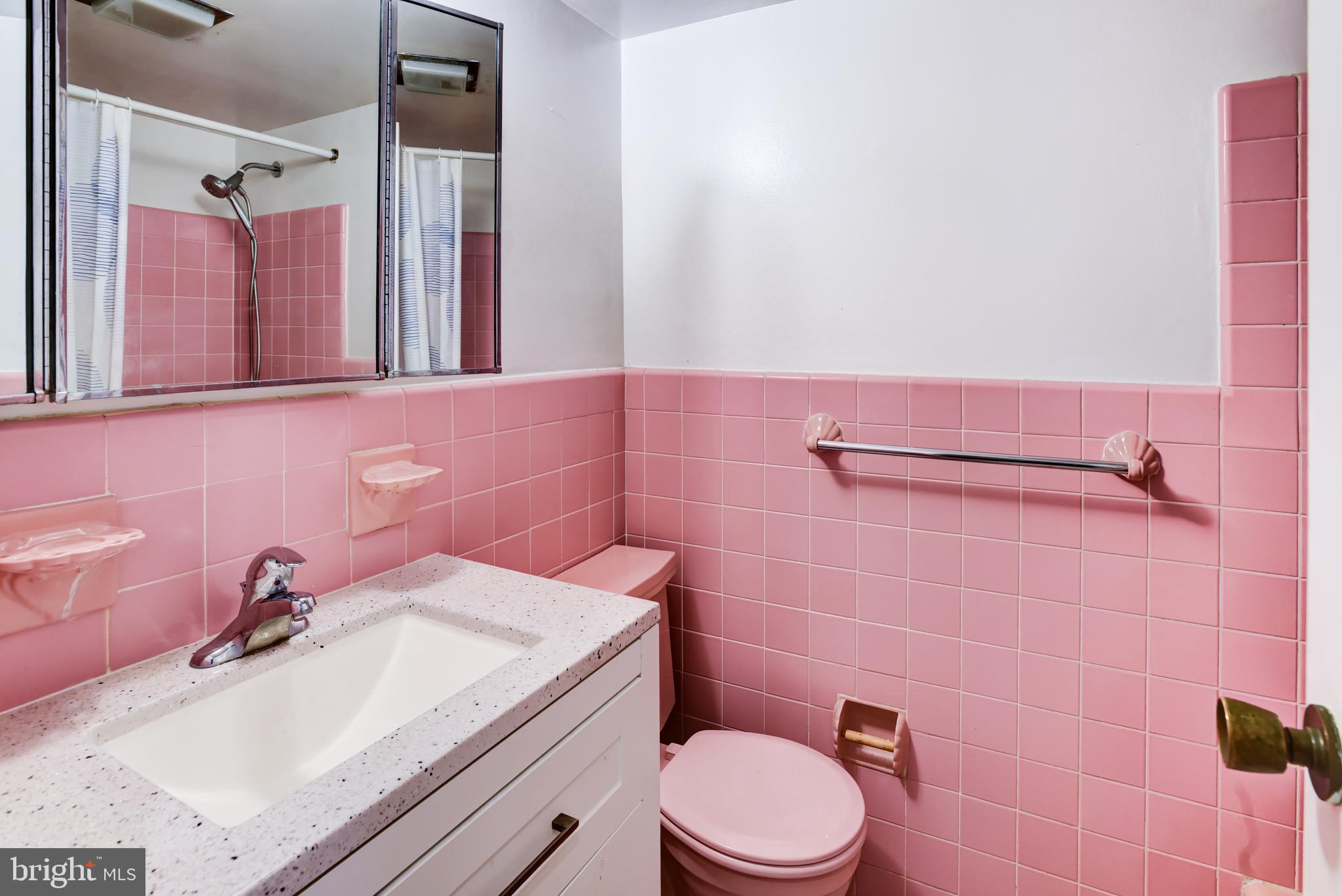4201 Cathedral Avenue Northwest, Unit 1411E Washington, DC 20016 - Photo 37 of 66 a bathroom with a sink a toilet and shower