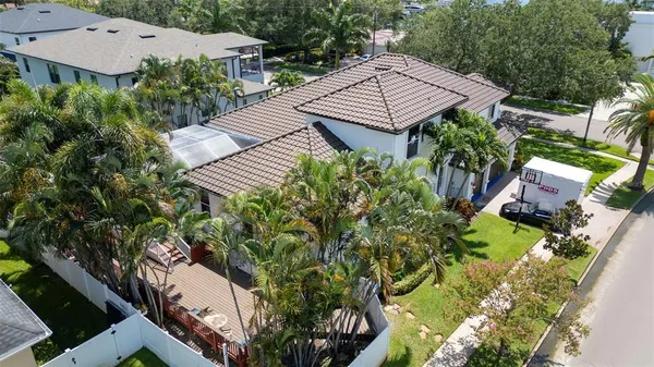 an aerial view of a house