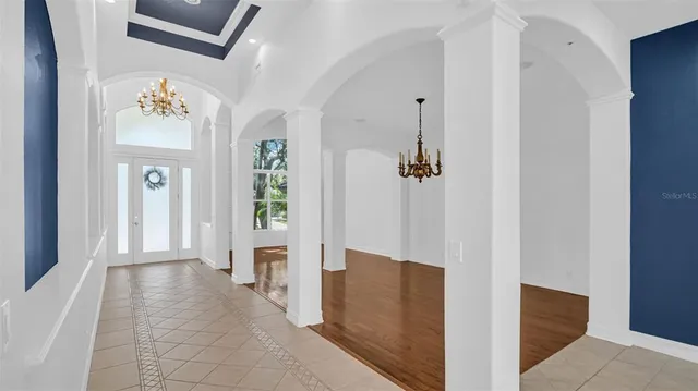 a view of a livingroom with wooden floor