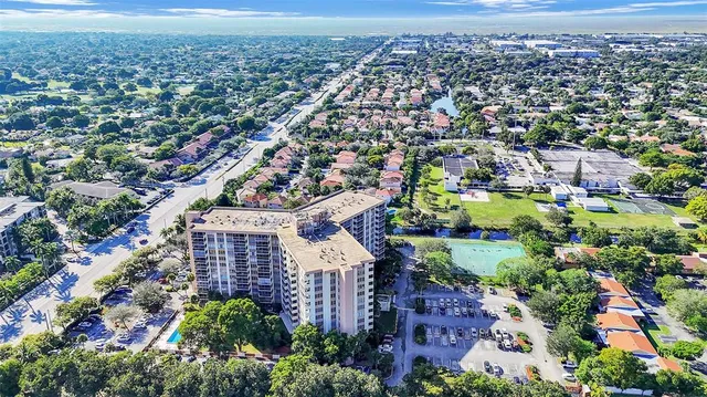 an aerial view of a city with lots of residential buildings