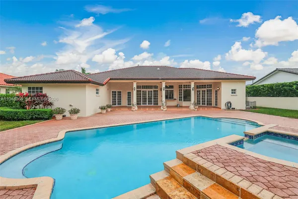 a view of outdoor space yard swimming pool and porch