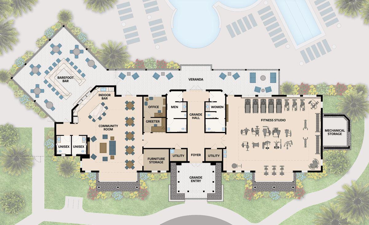 10211 Southwest Highpointe Drive, Unit RENOWN 283 Stuart, FL 34997 - Photo 34 of 34 AMENITY CENTER FLOORPLAN