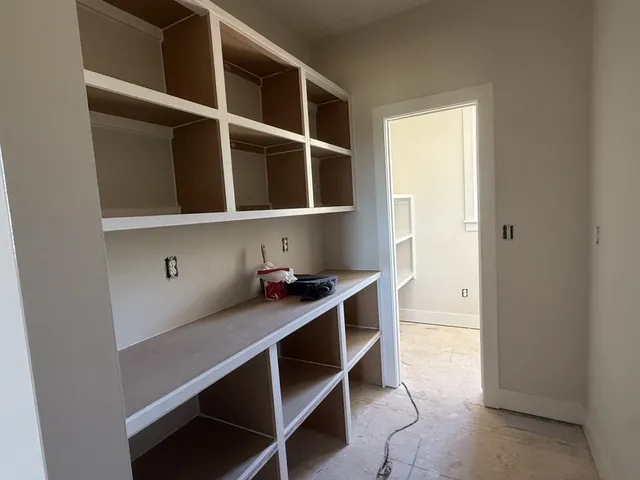 a view of kitchen with windows