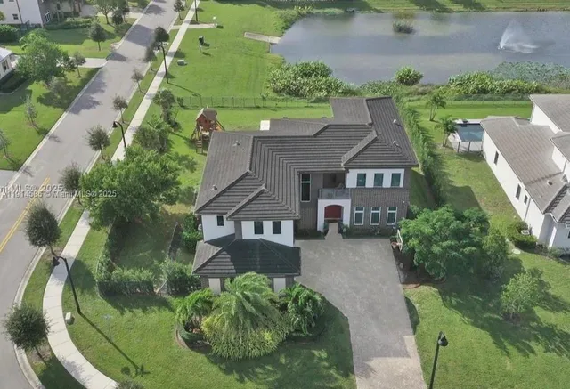 an aerial view of a house
