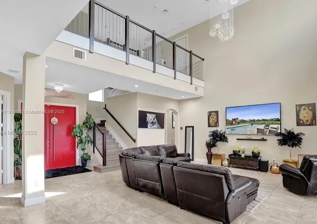 a living room with furniture
